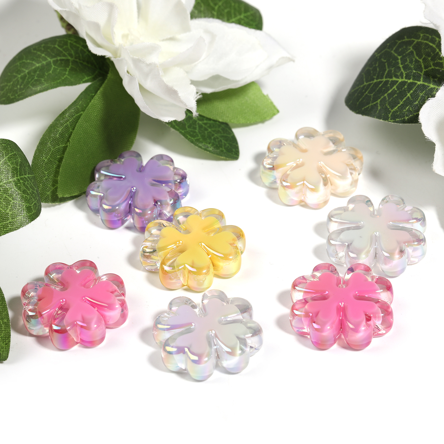 【B83】50pcs  Acrylic Flower Beads for  DIY Jewelry -JPM