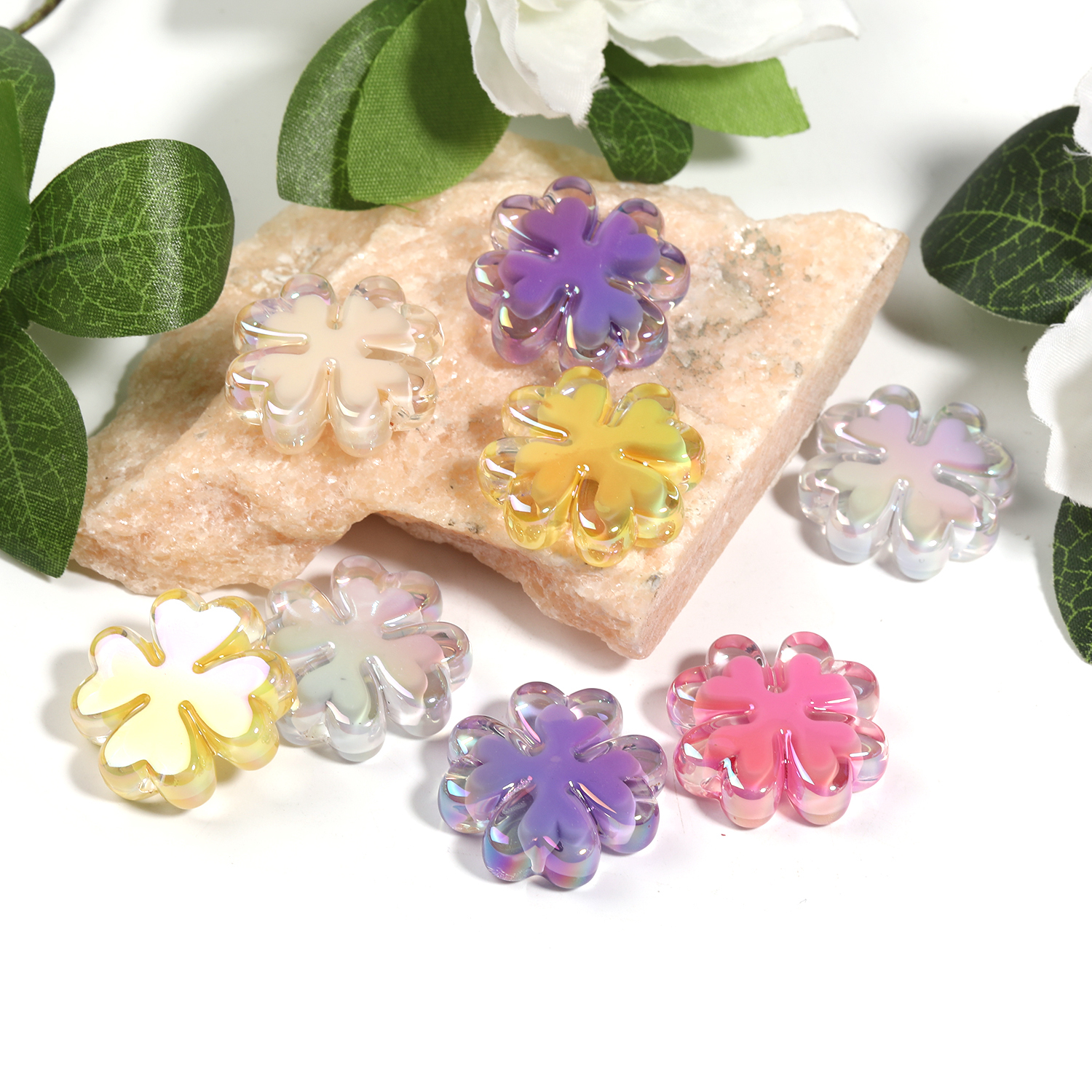 【B83】50pcs  Acrylic Flower Beads for  DIY Jewelry -JPM