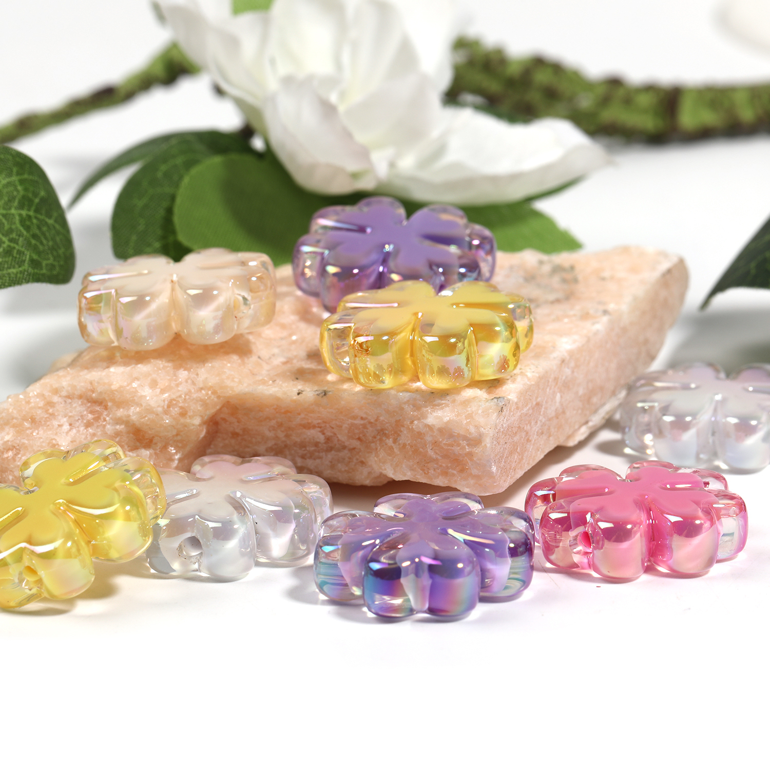 【B83】50pcs  Acrylic Flower Beads for  DIY Jewelry -JPM