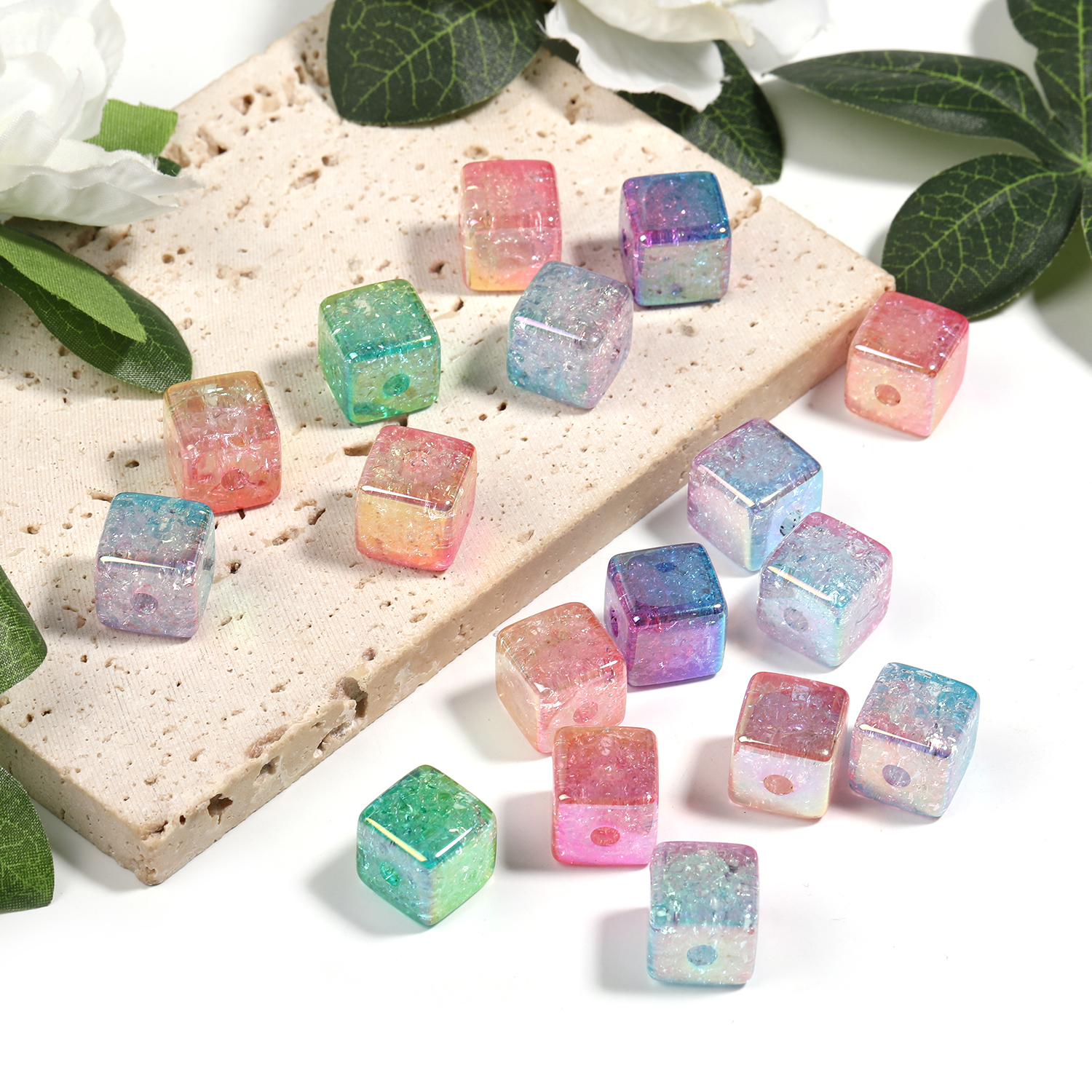 【B84】100pcs Square Beads Jewelry Making Beads Earring Pastel Beads Handmade-JPM