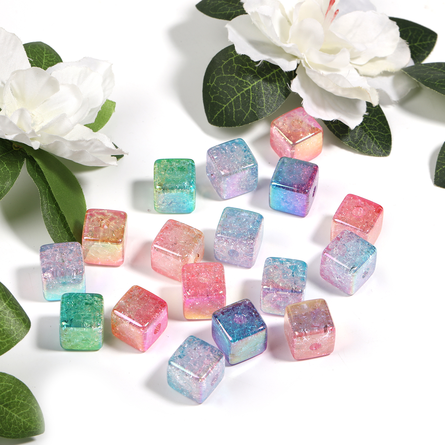【B84】100pcs Square Beads Jewelry Making Beads Earring Pastel Beads Handmade-JPM