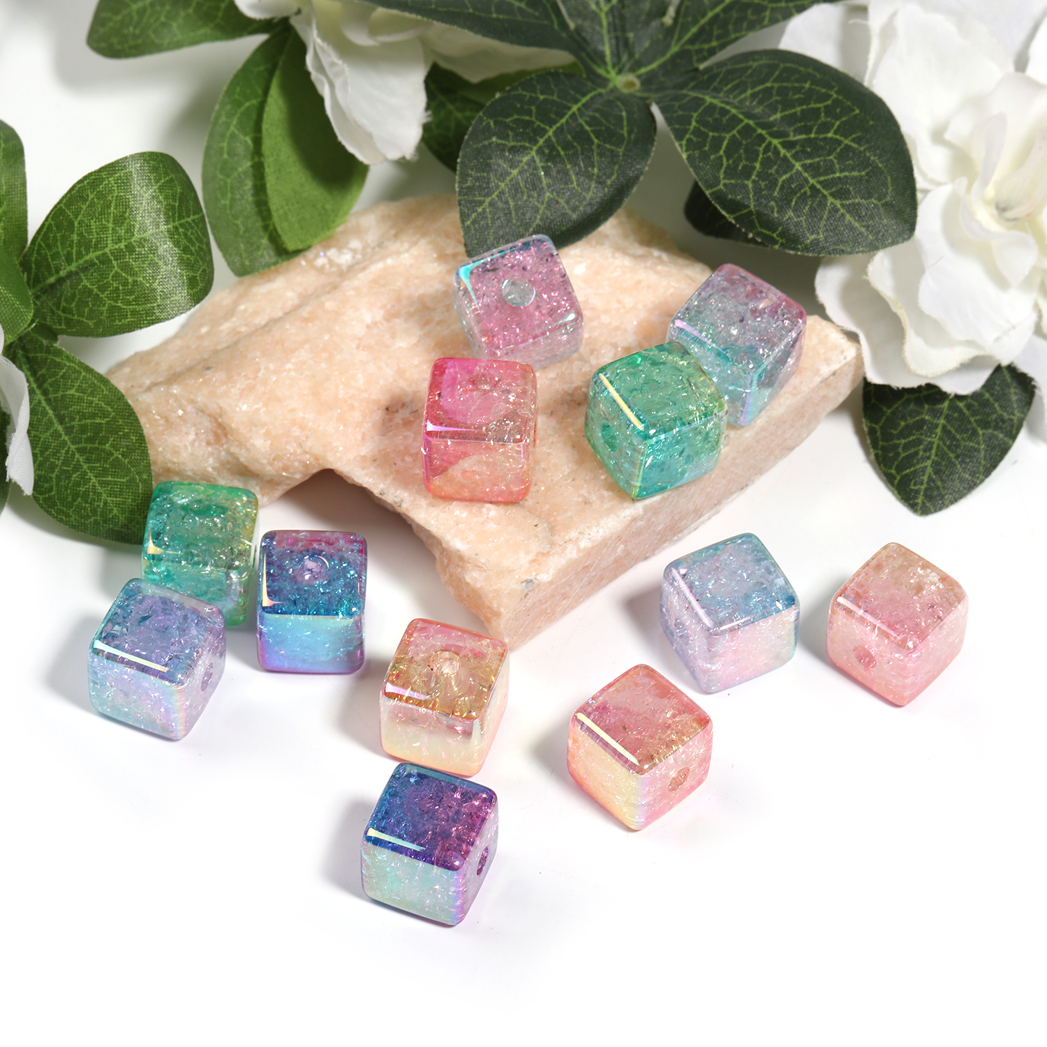 【B84】100pcs Square Beads Jewelry Making Beads Earring Pastel Beads Handmade-JPM
