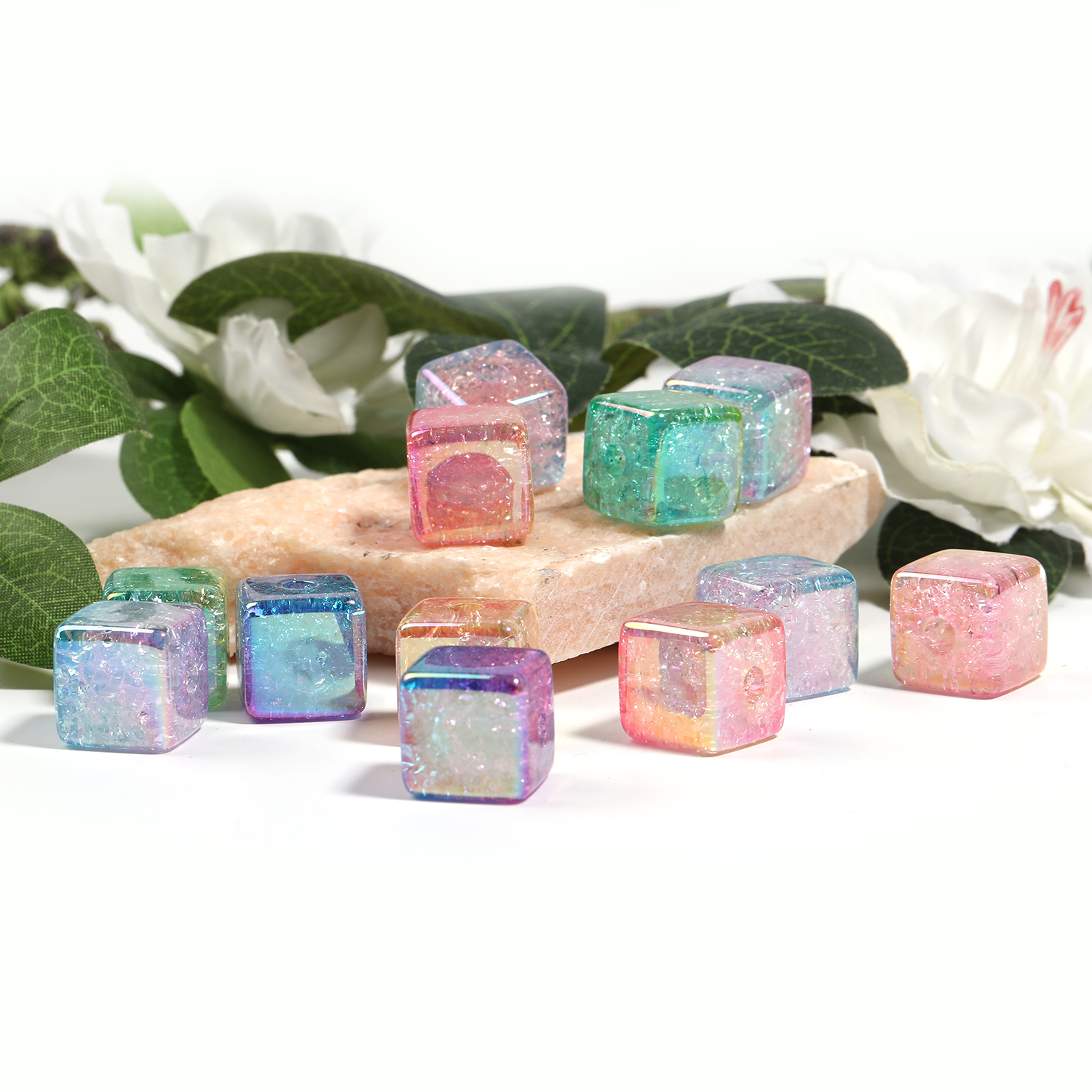 【B84】100pcs Square Beads Jewelry Making Beads Earring Pastel Beads Handmade-JPM