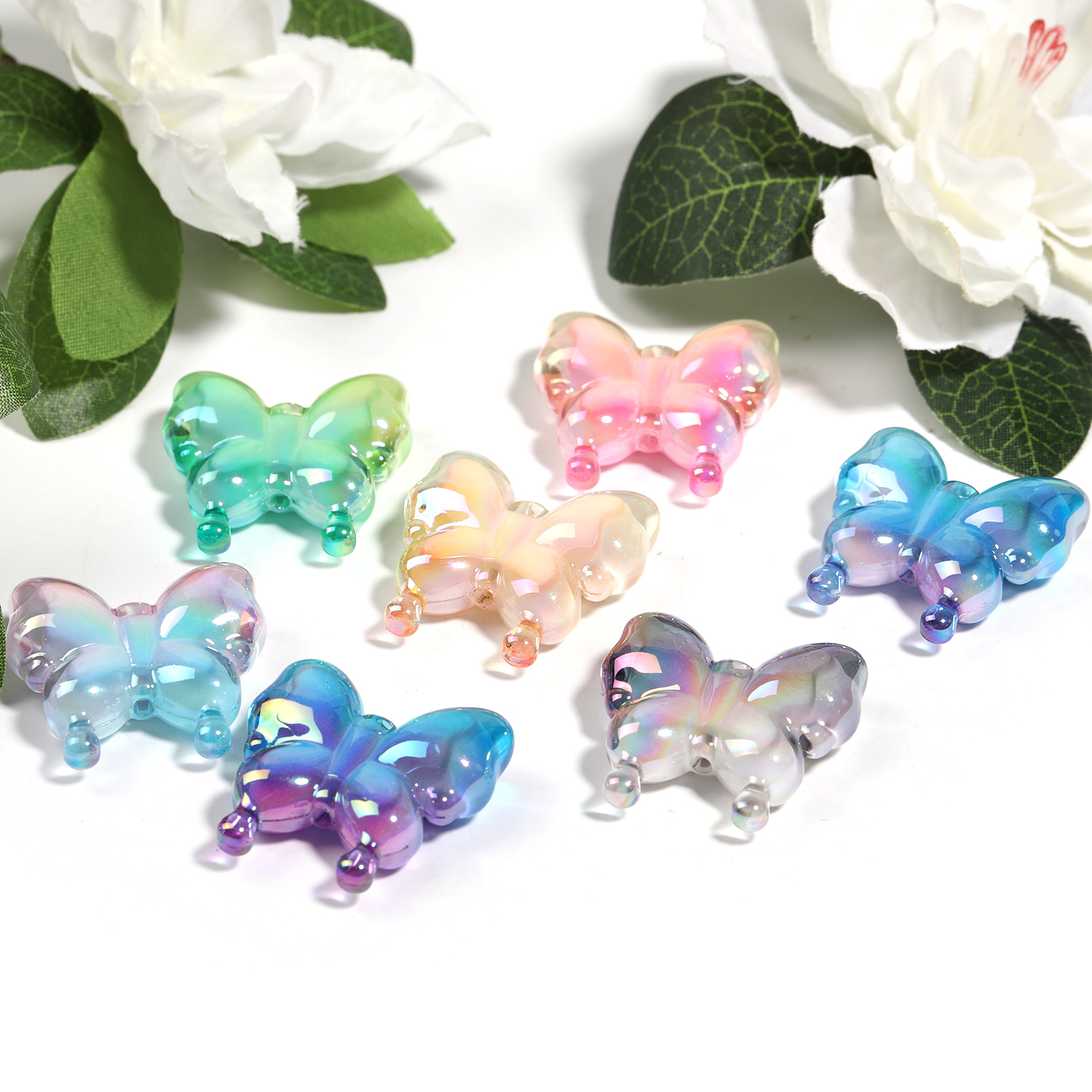 【B85】50pcs Fashion Beads  Early Education Acrylic Gradient Butterfly Scattered Beads Color-JPM
