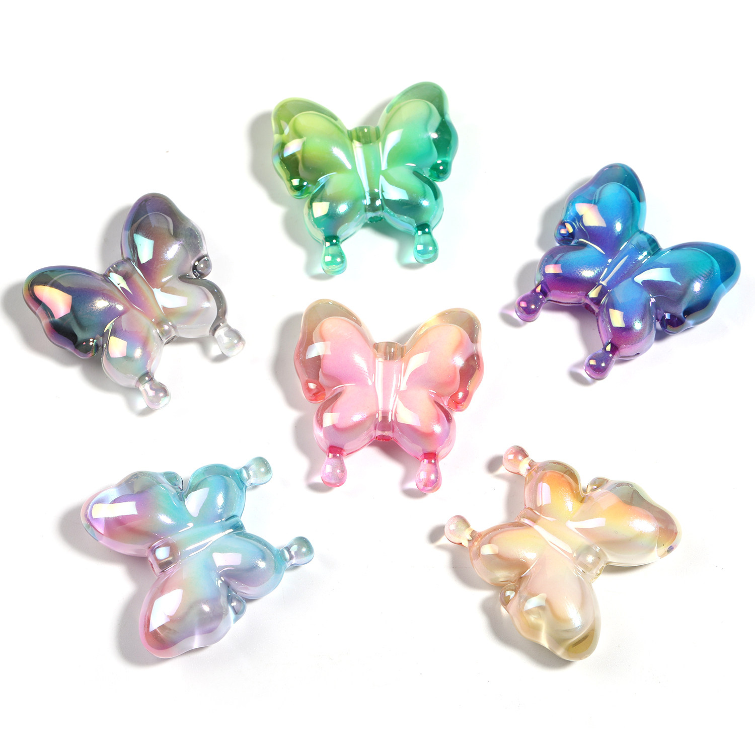 【B85】50pcs Fashion Beads  Early Education Acrylic Gradient Butterfly Scattered Beads Color-JPM