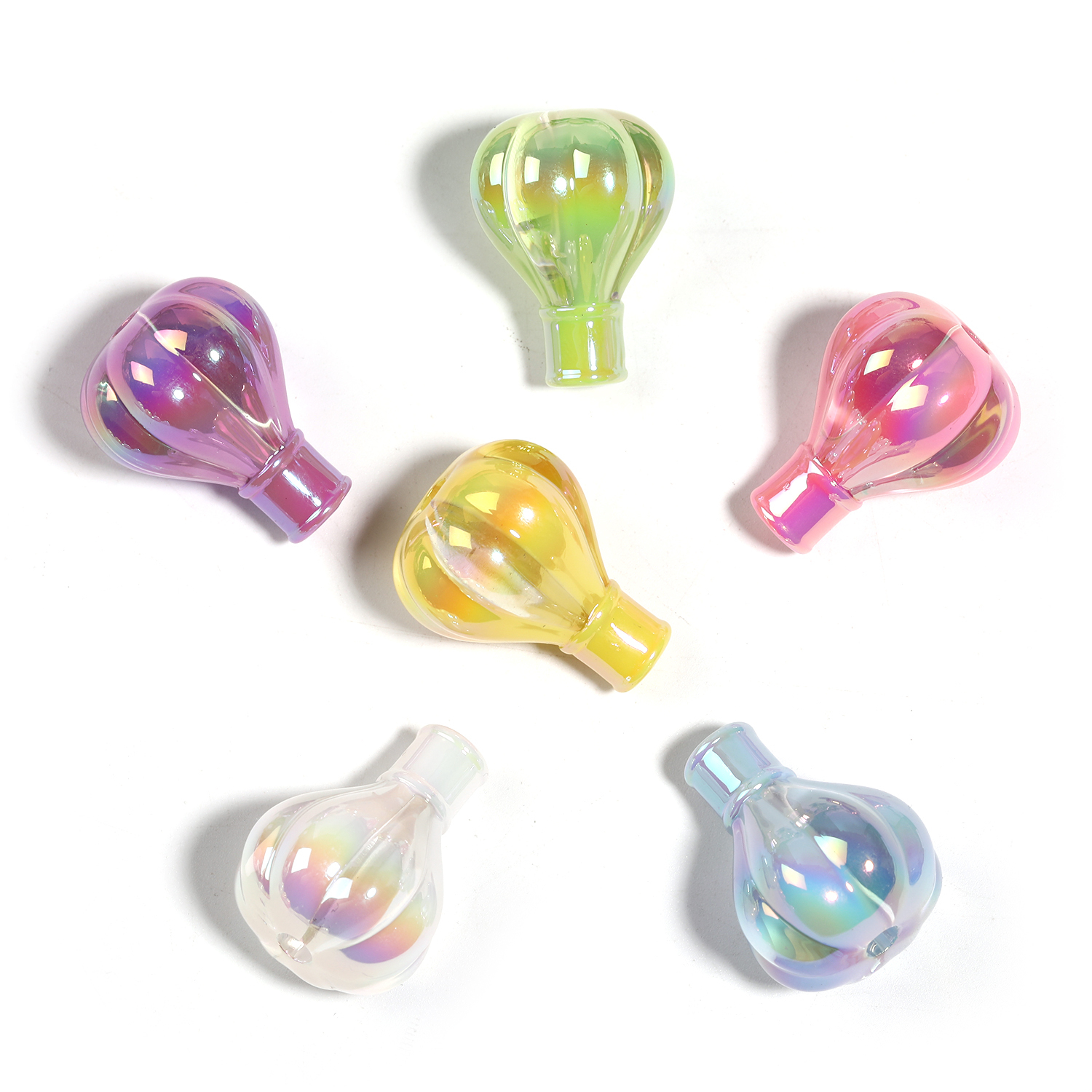 【B86】50pcs  UV Plating Luminous Acrylic Beads, Iridescent, Mixed Color-JPM