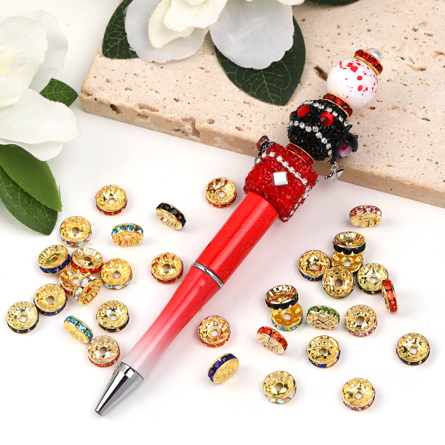 【B8】500pcs Rhinestone Spacer Beads for Jewelry Making, Rondelle Crystal -JPM