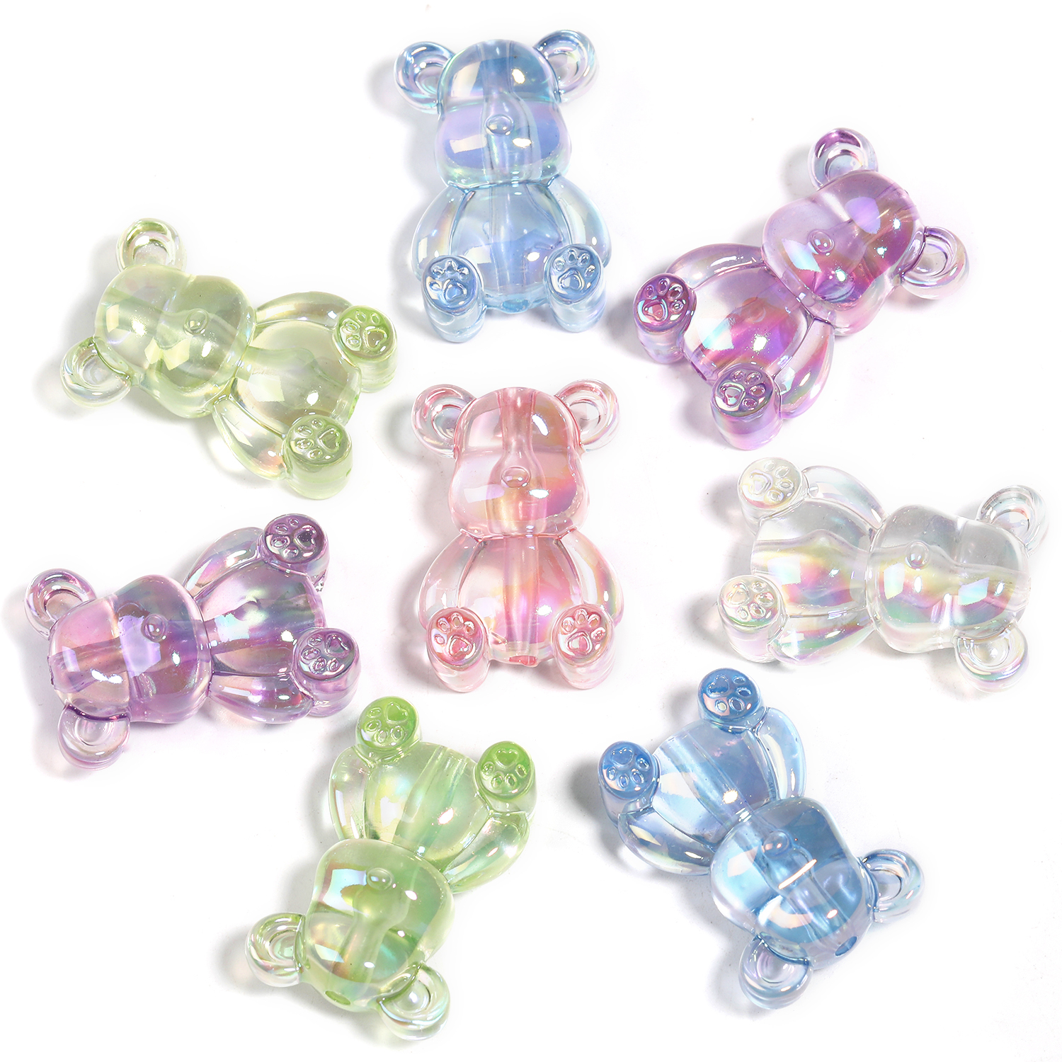 【B119】50pcs  Mixed Solid Color Smooth Surface Bear Shaped Beads With Straight Hole For Diy -JPM