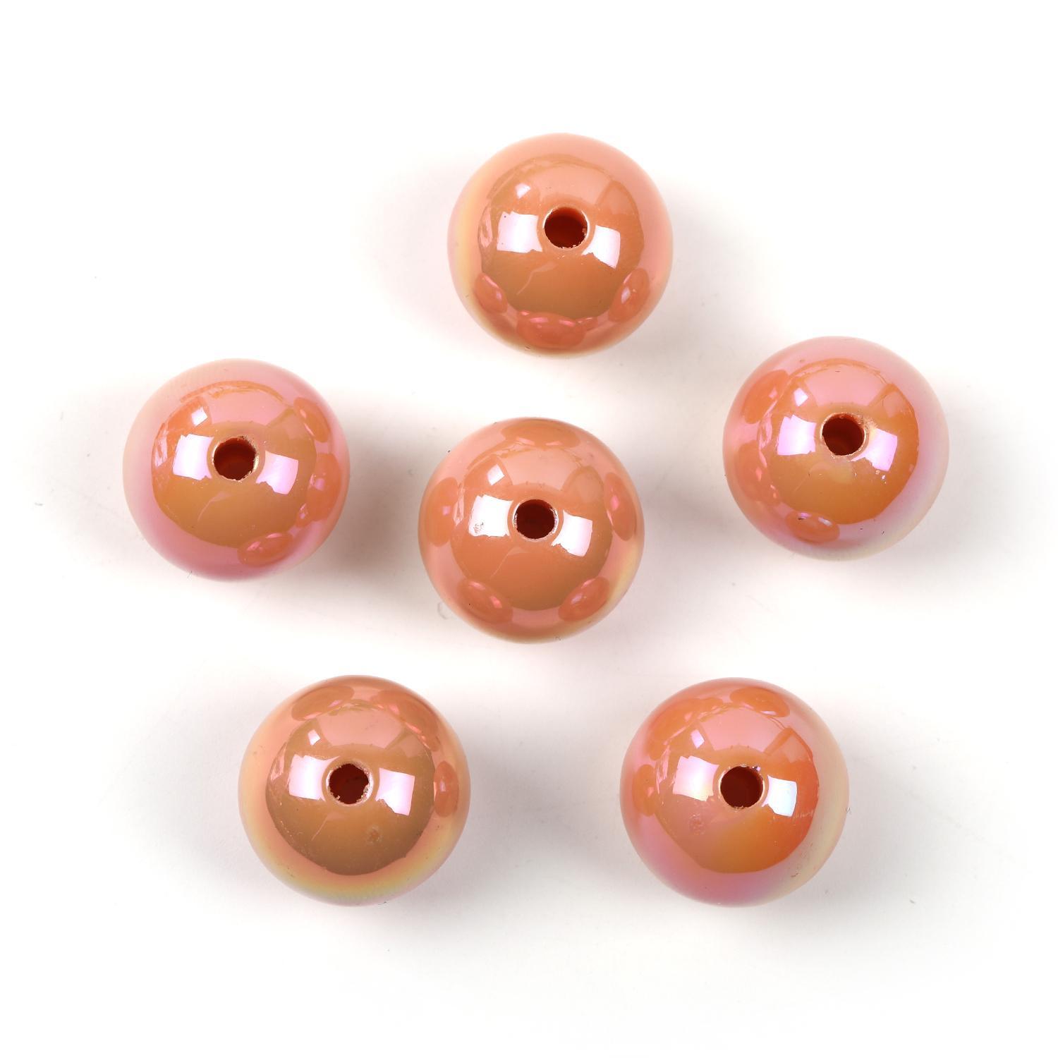 【B51】  100pcs beads 16mmUV plated straight hole diy -JPM