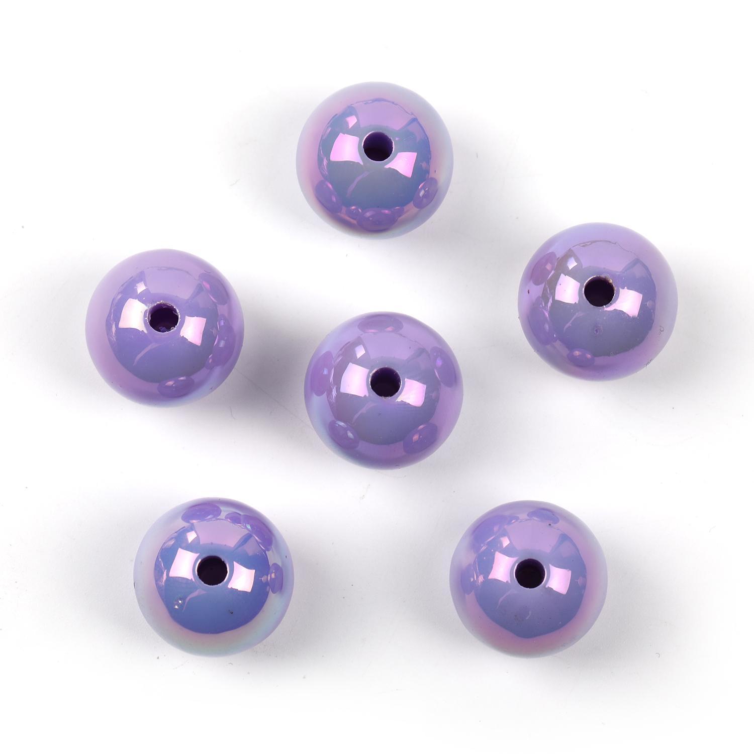 【B51】  100pcs beads 16mmUV plated straight hole diy -JPM