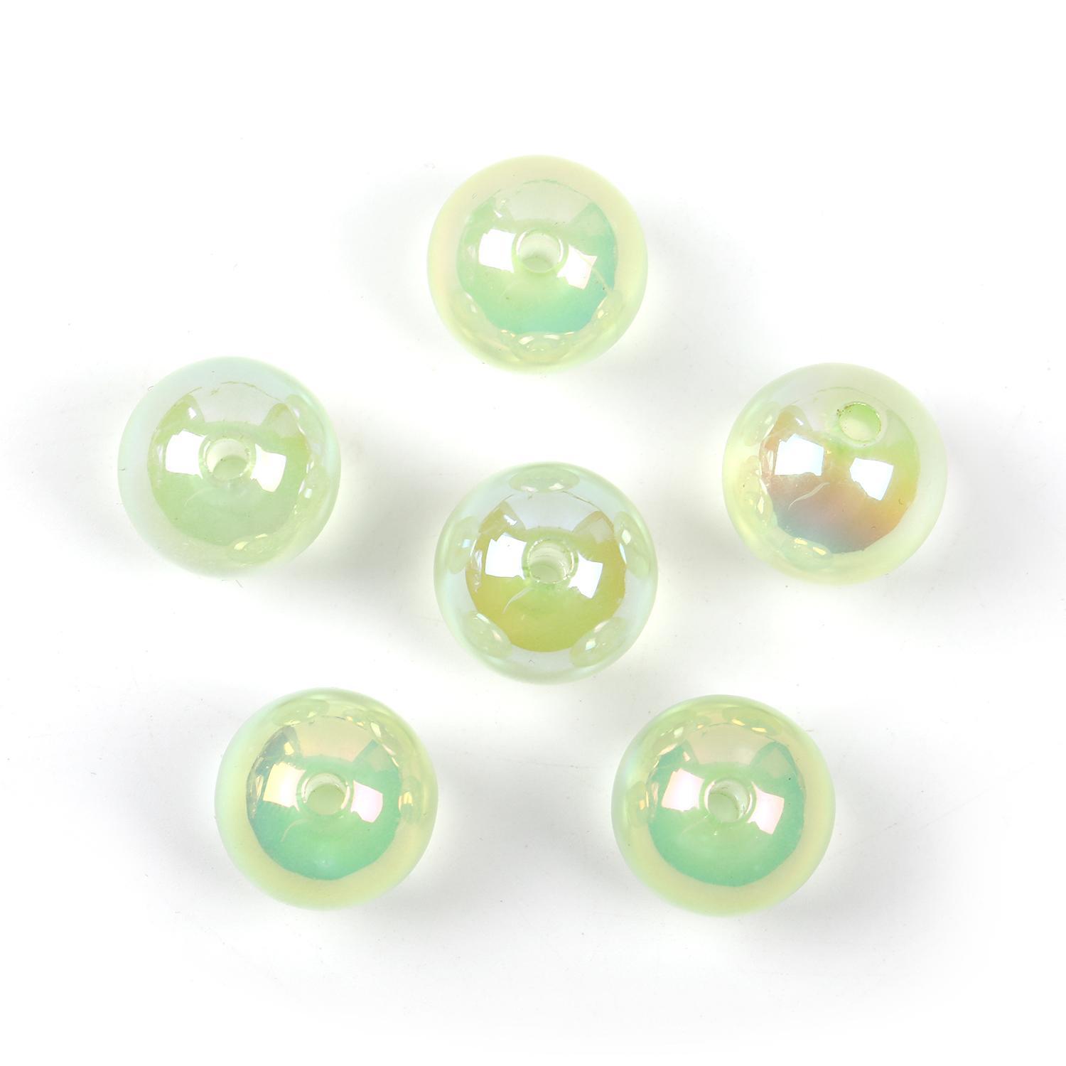 【B49】Qty 100pcs 16mm luminous round beads straight hole diy -JPM