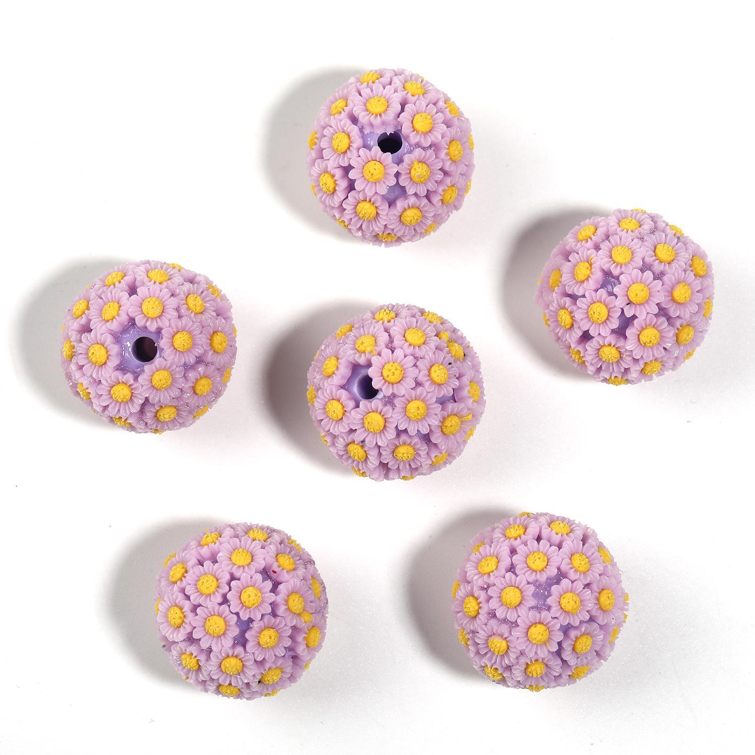 【B104】20Pcs Resin flower round ball earrings hair accessories diy accessories jewelry materials-JPM