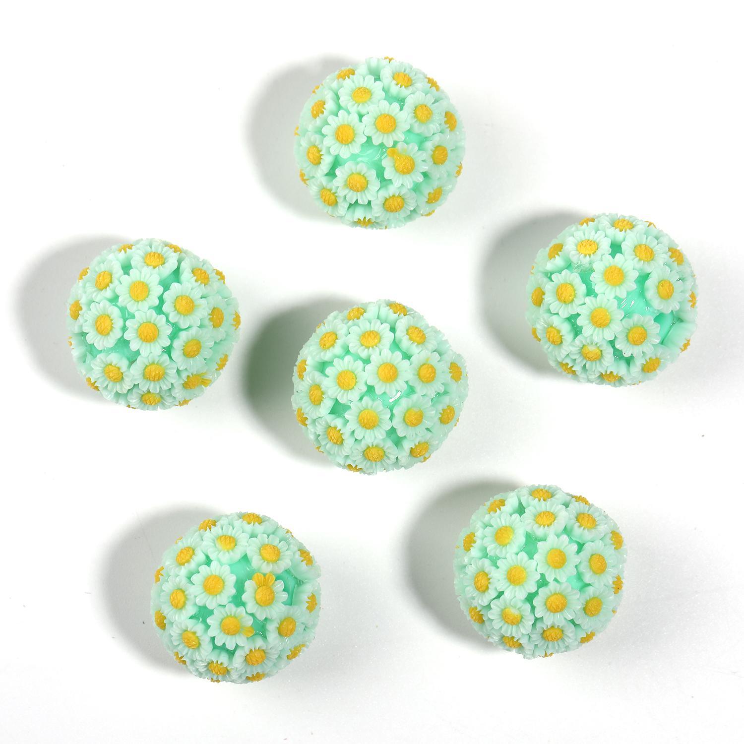 【B104】20Pcs Resin flower round ball earrings hair accessories diy accessories jewelry materials-JPM