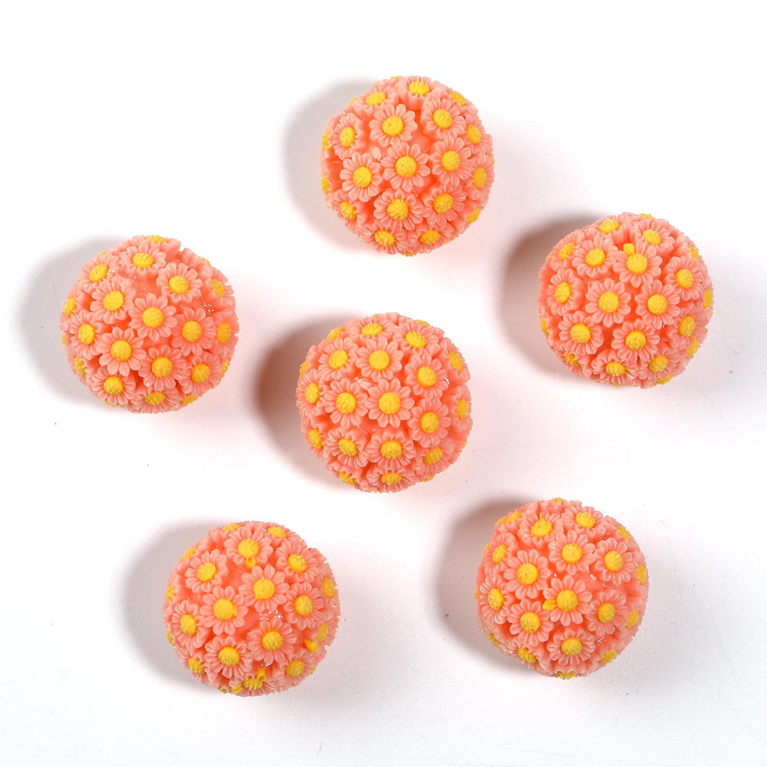 【B104】20Pcs Resin flower round ball earrings hair accessories diy accessories jewelry materials-JPM