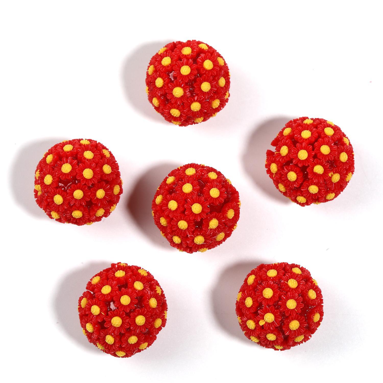 【B104】20Pcs Resin flower round ball earrings hair accessories diy accessories jewelry materials-JPM