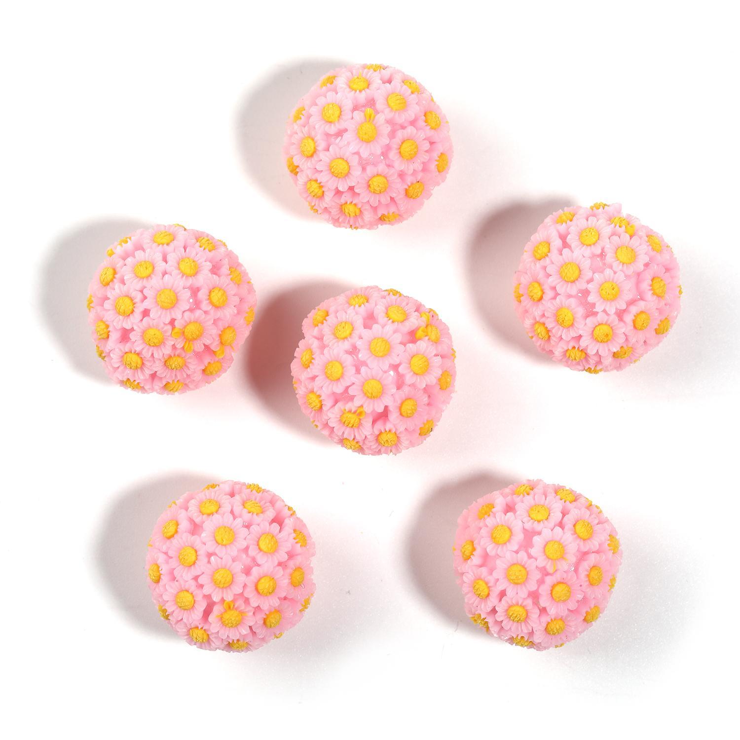 【B104】20Pcs Resin flower round ball earrings hair accessories diy accessories jewelry materials-JPM