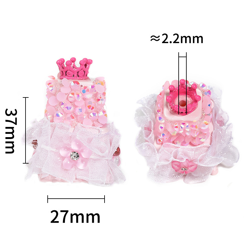 【B75】10pcs DIY beaded accessories crown double layer cake acrylic beads-JPM