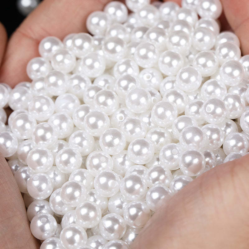 【B7】6mm-20mm holed ABS imitation pearl loose beads pearl DIY jewelry accessories-JPM