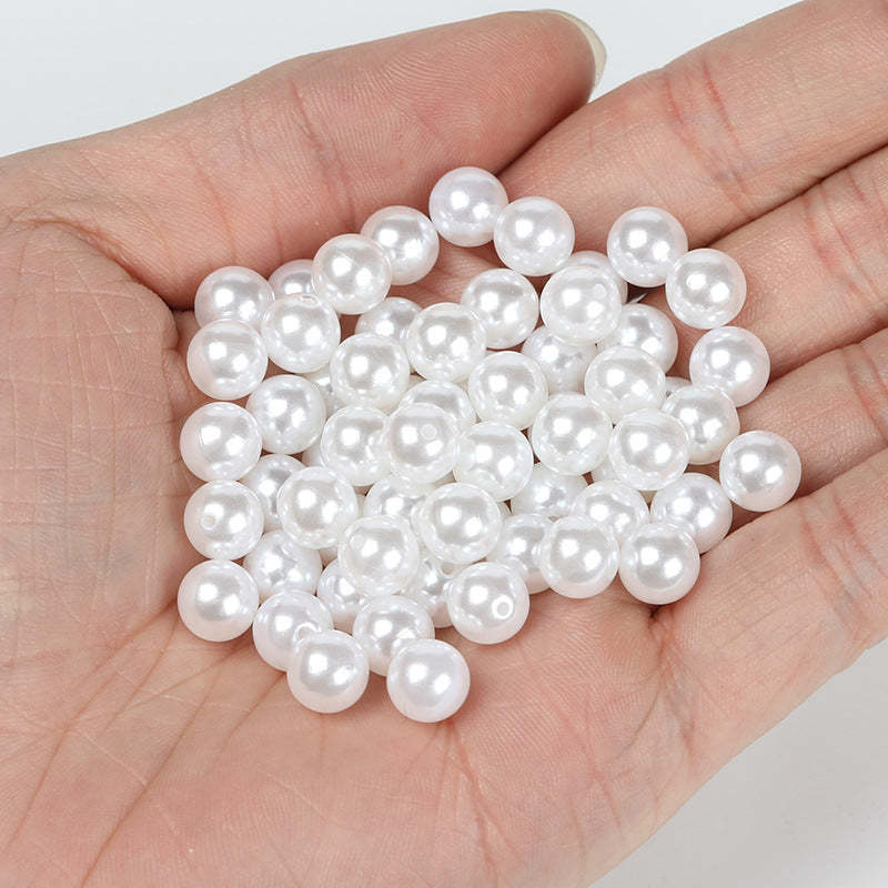 【B7】6mm-20mm holed ABS imitation pearl loose beads pearl DIY jewelry accessories-JPM
