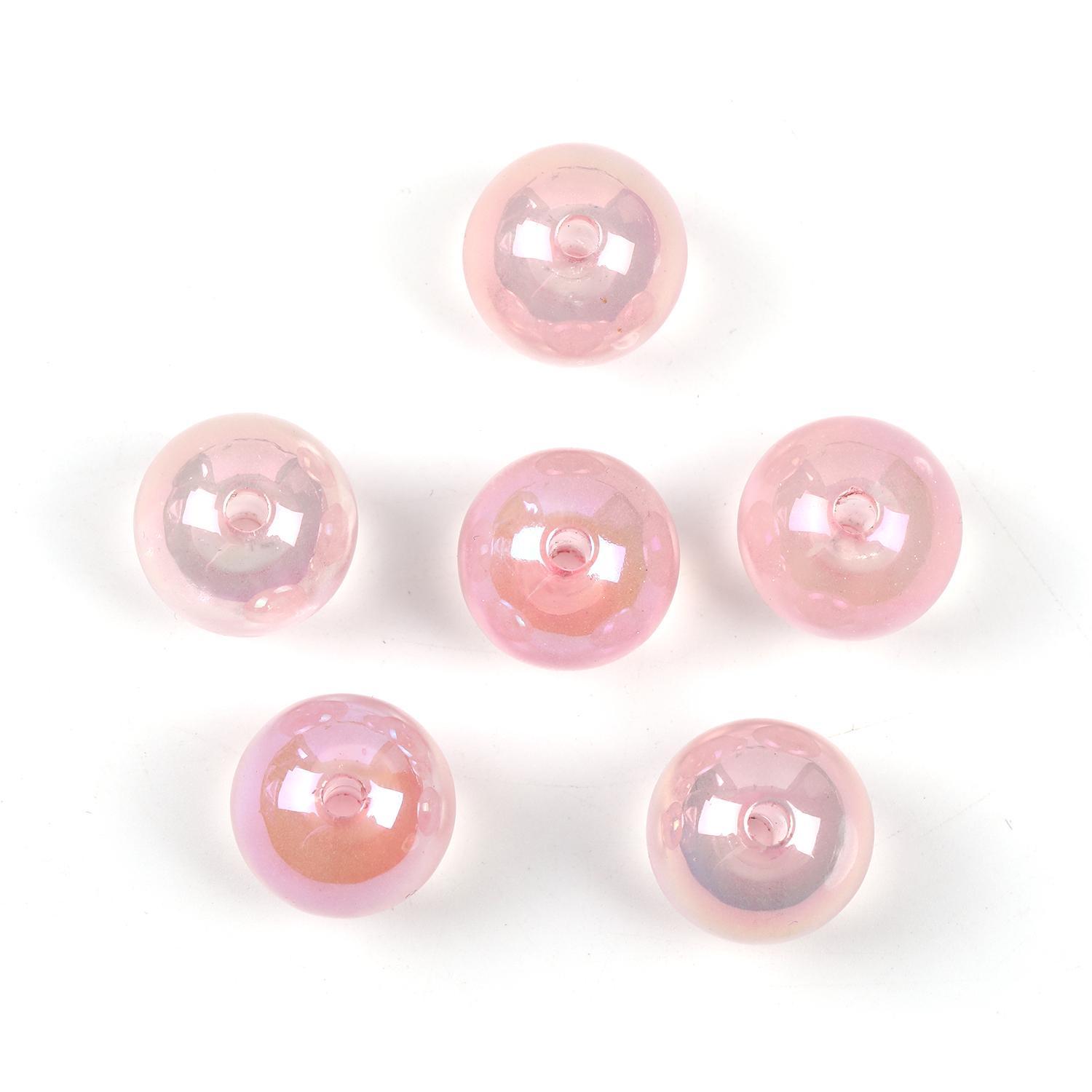 【B49】Qty 100pcs 16mm luminous round beads straight hole diy -JPM