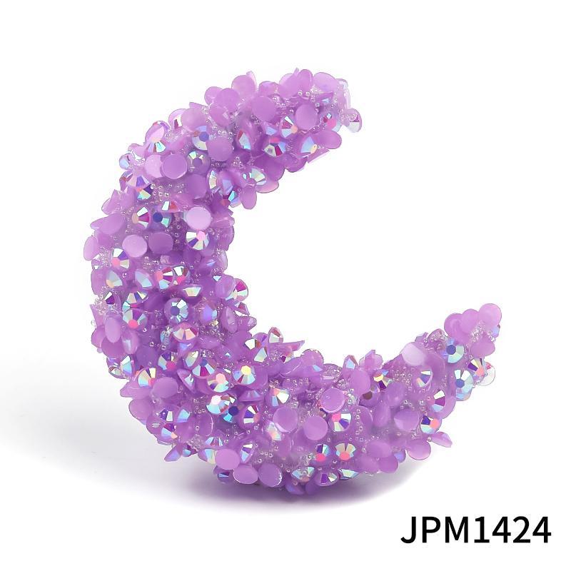 【B133】10pcs Colorful Big Moon Resin Rhinestone Beads