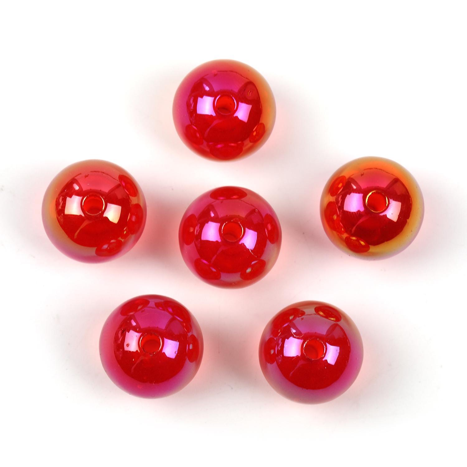 【B49】Qty 100pcs 16mm luminous round beads straight hole diy -JPM