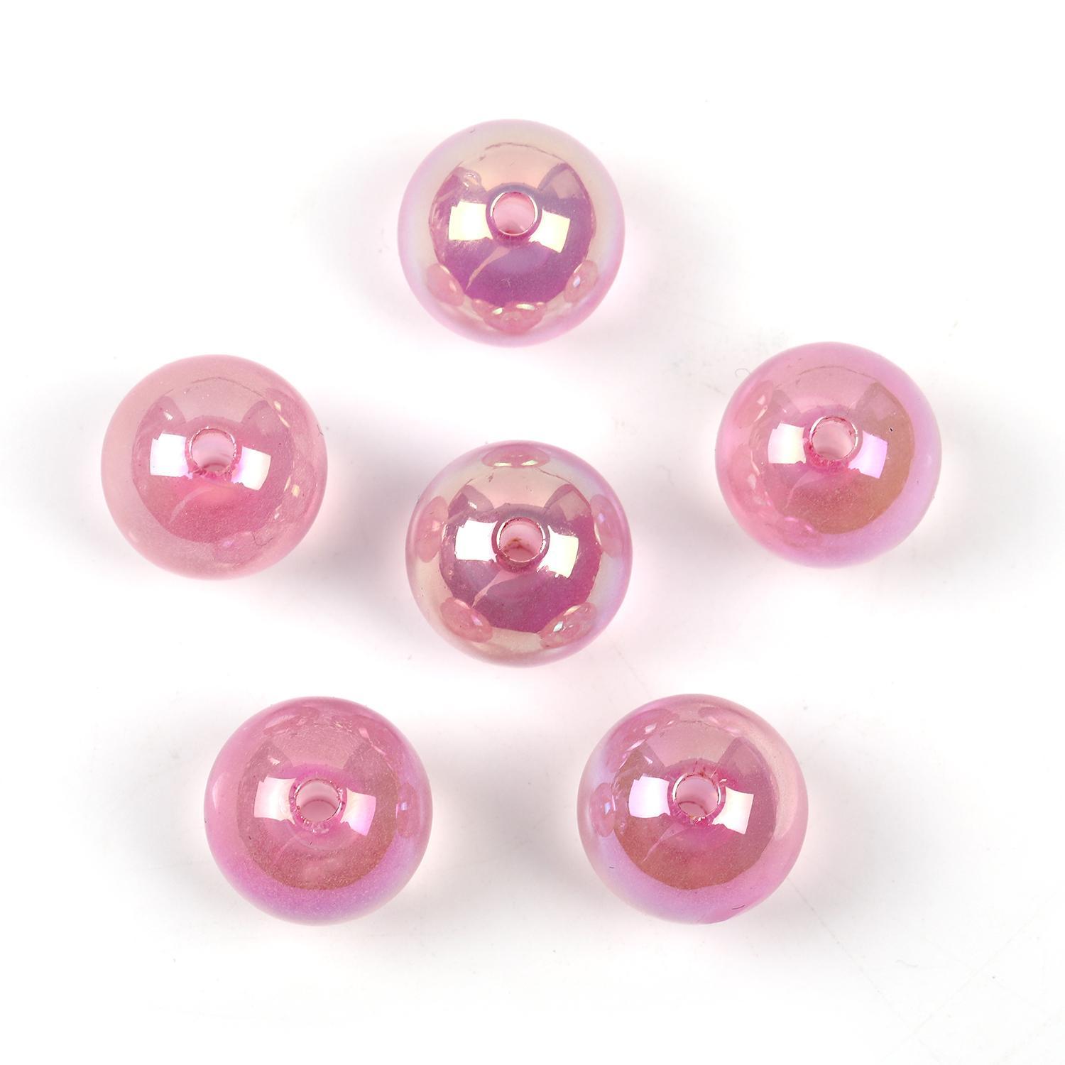【B49】Qty 100pcs 16mm luminous round beads straight hole diy -JPM