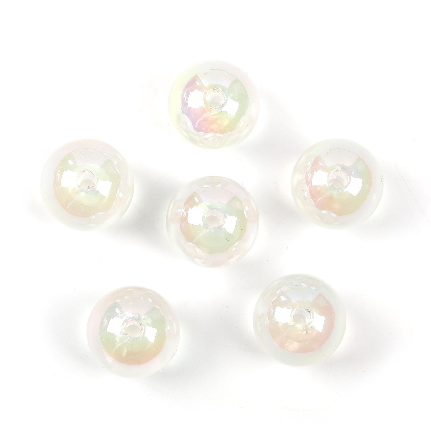 【B49】Qty 100pcs 16mm luminous round beads straight hole diy -JPM