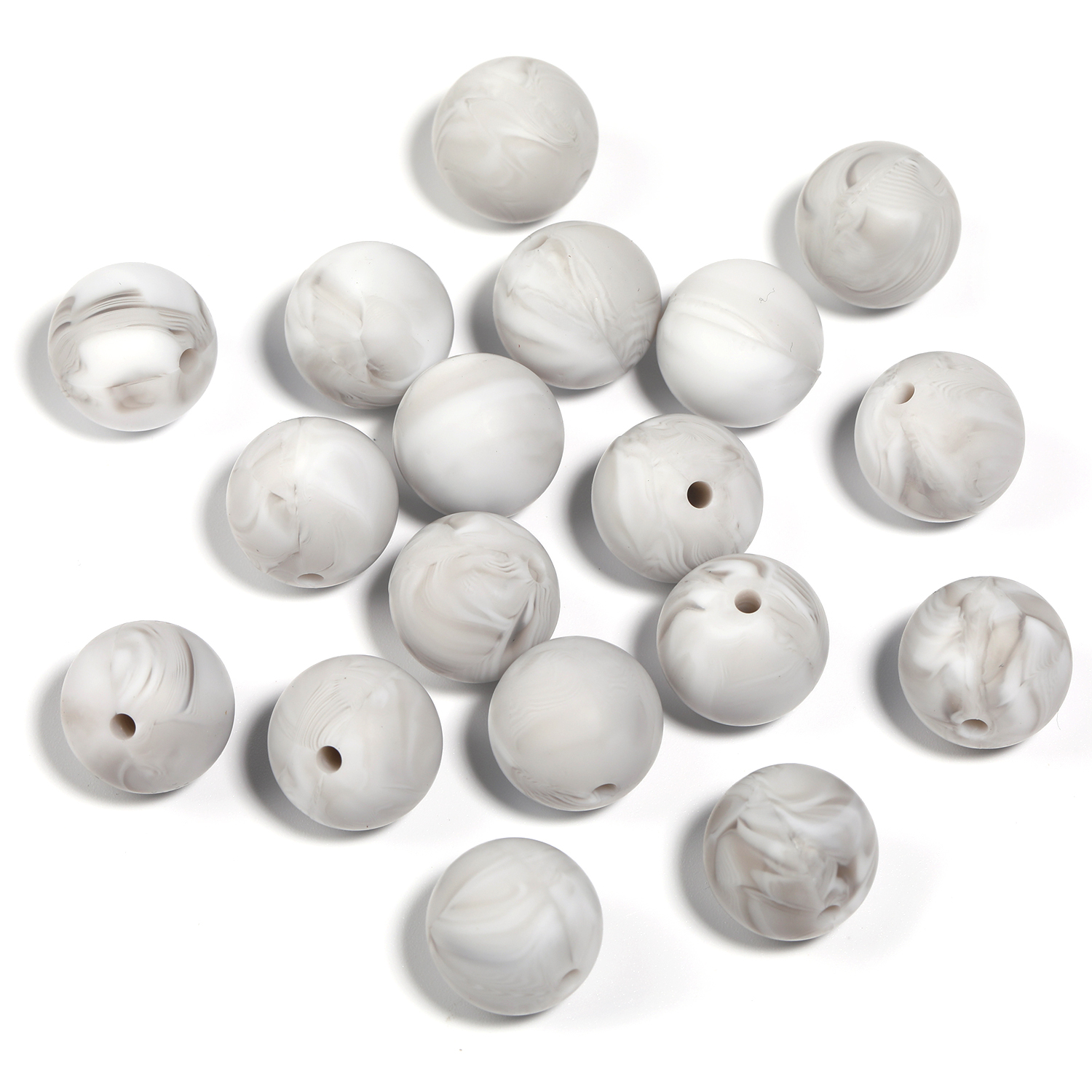 【B170】50pcs  Eco-Friendly Silicone Beads, Round, Mixed Color-JPM