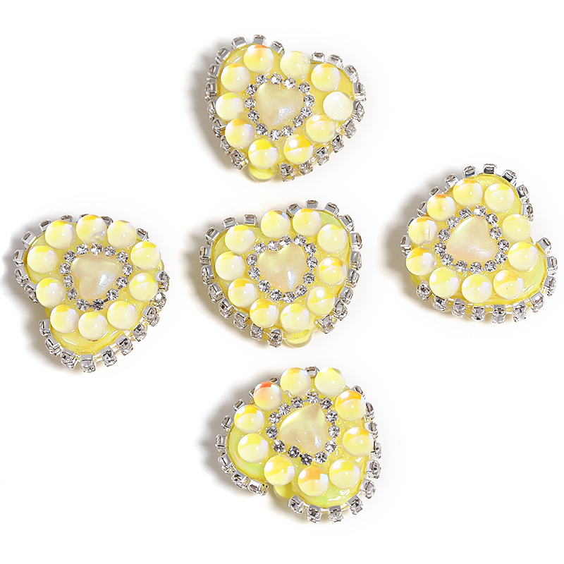 【B122】10pcs Mixed colors  Love Beads Rhinestone Chain Acrylic Beads diy handmade beads -JPM