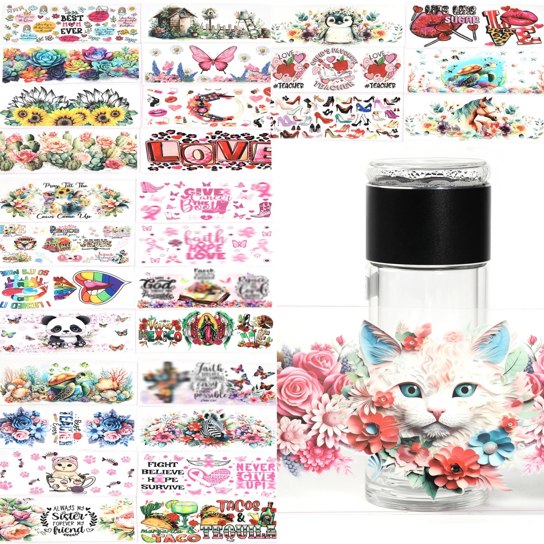 【S97】 30pcs UV Cup Stickers: for Laptop, iPhone, Water Bottles, Computer-JPM