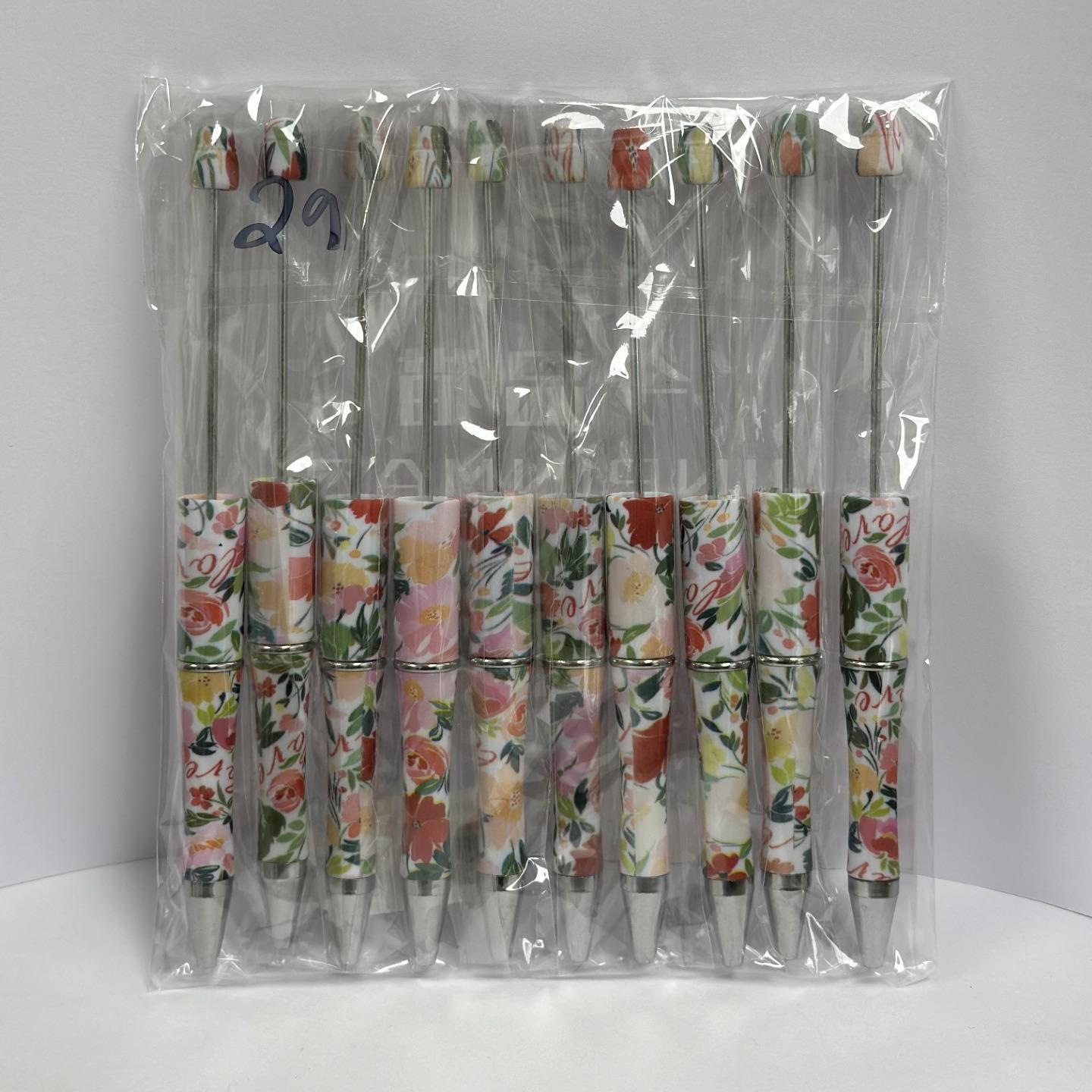 【P1】Beadable Pens Bulk Plastic Bead Ballpoint Pens for DIY 