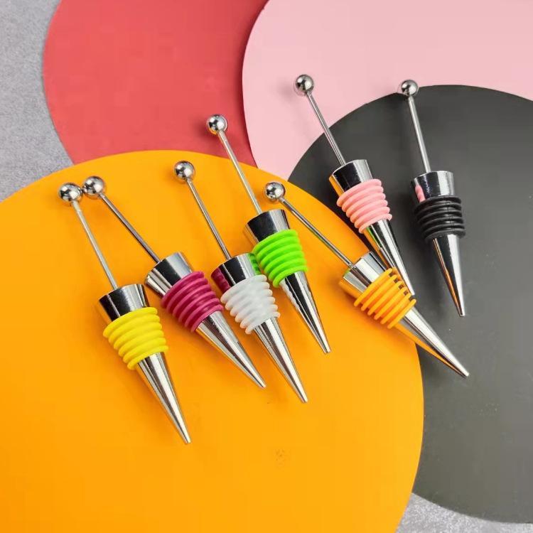 【P72】5pcs DIY beadable wine stopper with beadable wine bottle stopper silicone-JPM