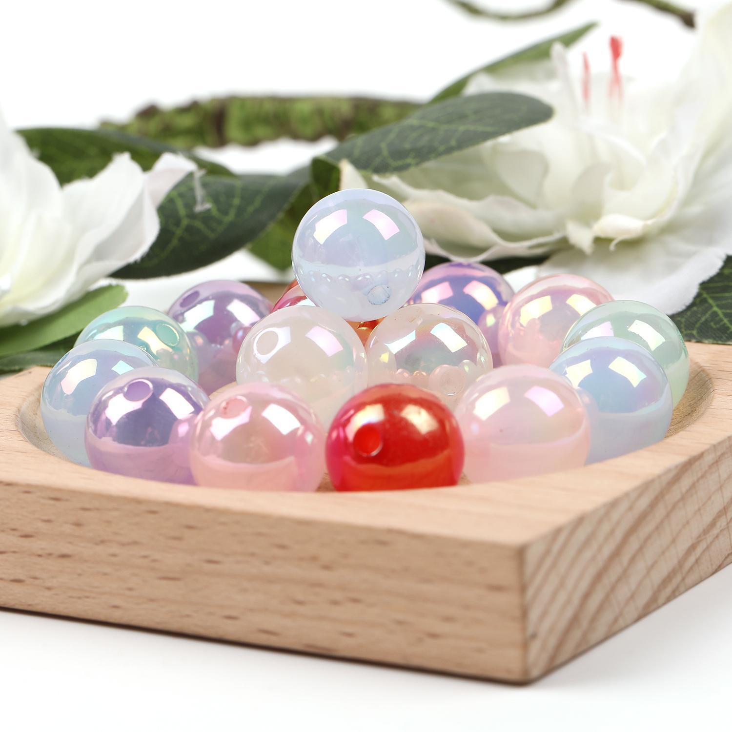 【B50】100pcs 16mm jelly uv colorful diy straight hole bracelet beaded multi-color-JPM