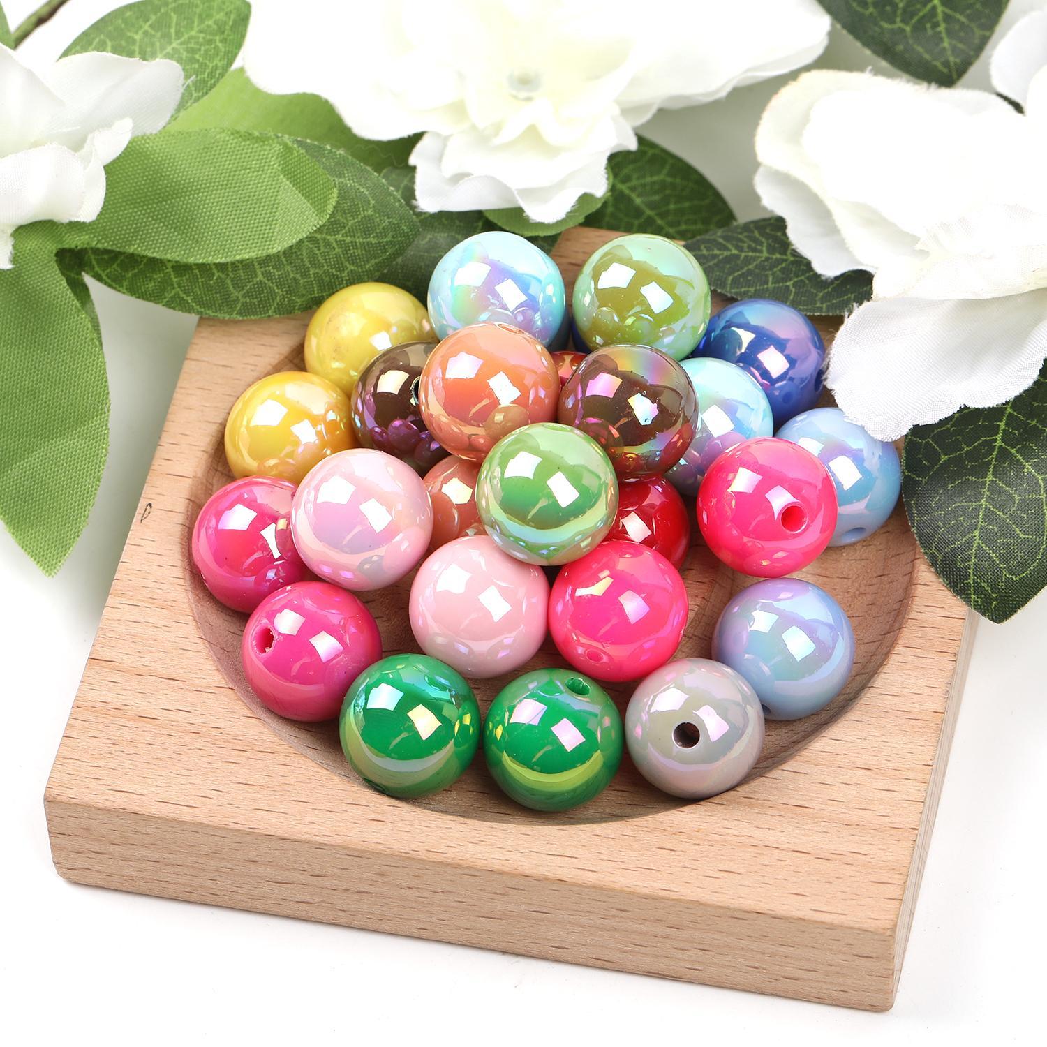 【B51】  100pcs beads 16mmUV plated straight hole diy -JPM