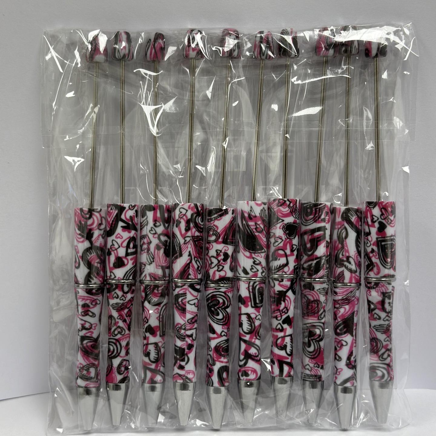 【P1】Beadable Pens Bulk Plastic Bead Ballpoint Pens for DIY 