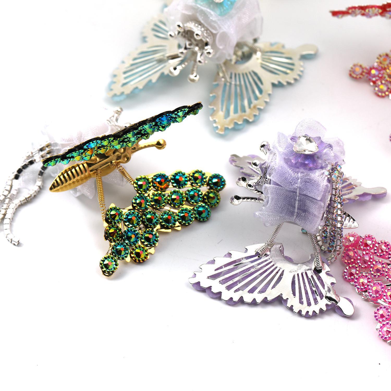 【B59】10pcs  Moving rhinestone butterfly diy pen jewelry-JPM