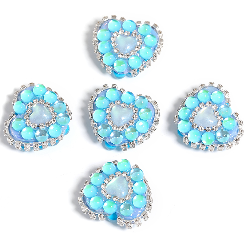 【B122】10pcs Mixed colors  Love Beads Rhinestone Chain Acrylic Beads diy handmade beads -JPM