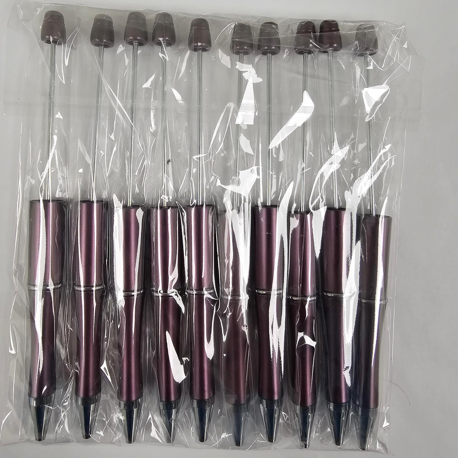 【P1】Beadable Pens Bulk Plastic Bead Ballpoint Pens for DIY 