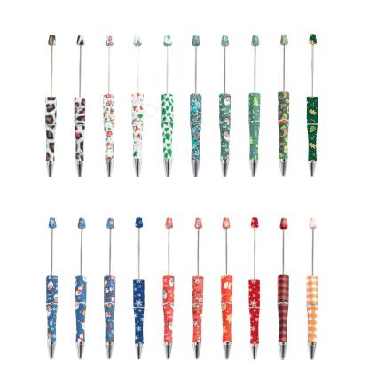 【P1】Beadable Pens Bulk Plastic Bead Ballpoint Pens for DIY 