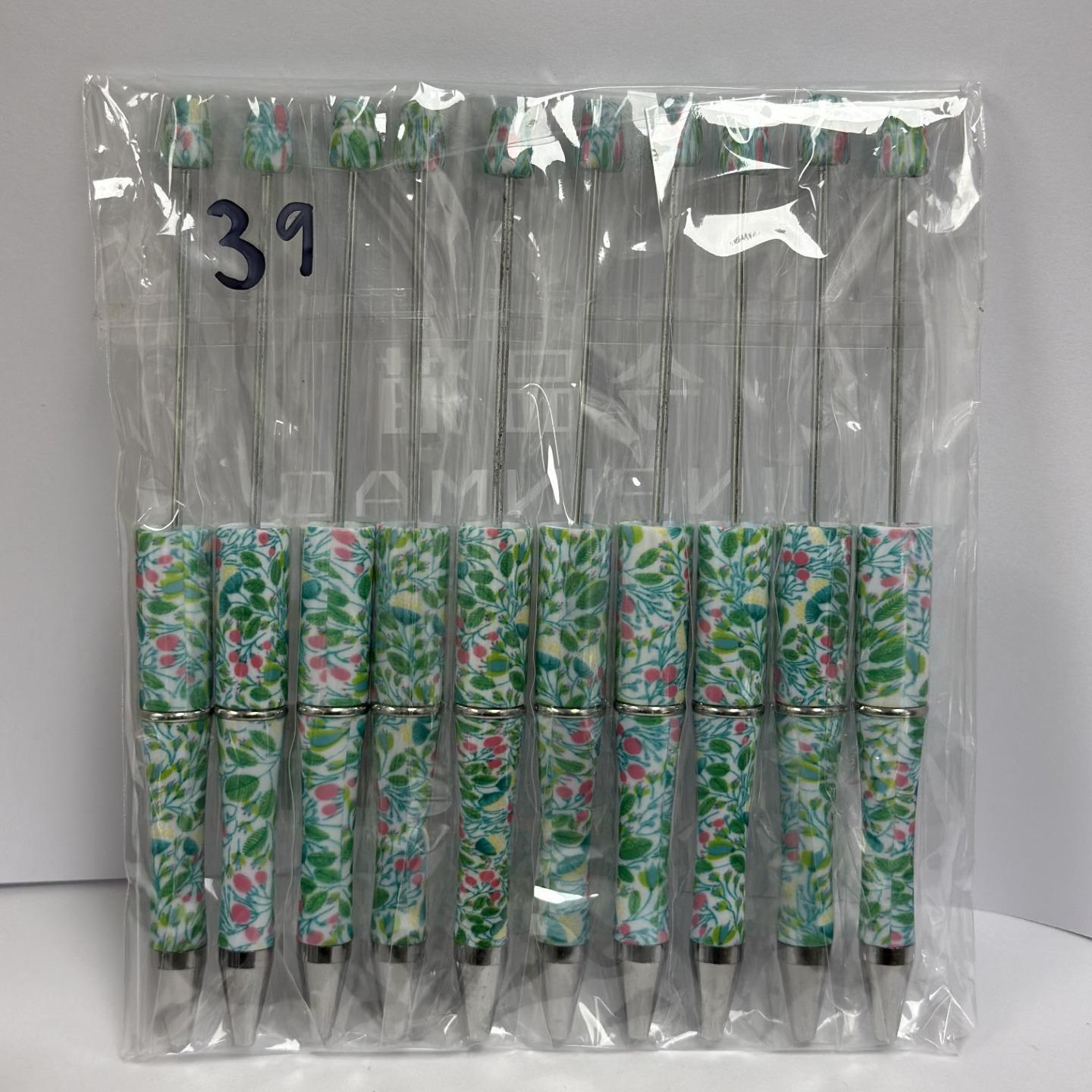 【P1】Beadable Pens Bulk Plastic Bead Ballpoint Pens for DIY 