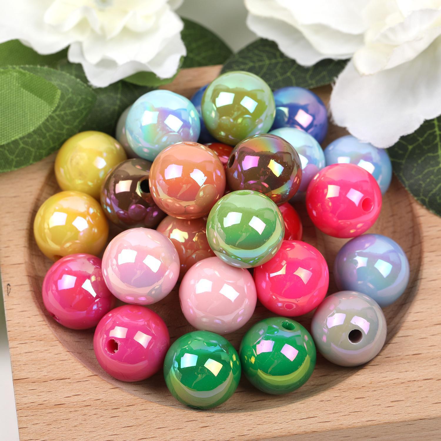 【B51】  100pcs beads 16mmUV plated straight hole diy -JPM