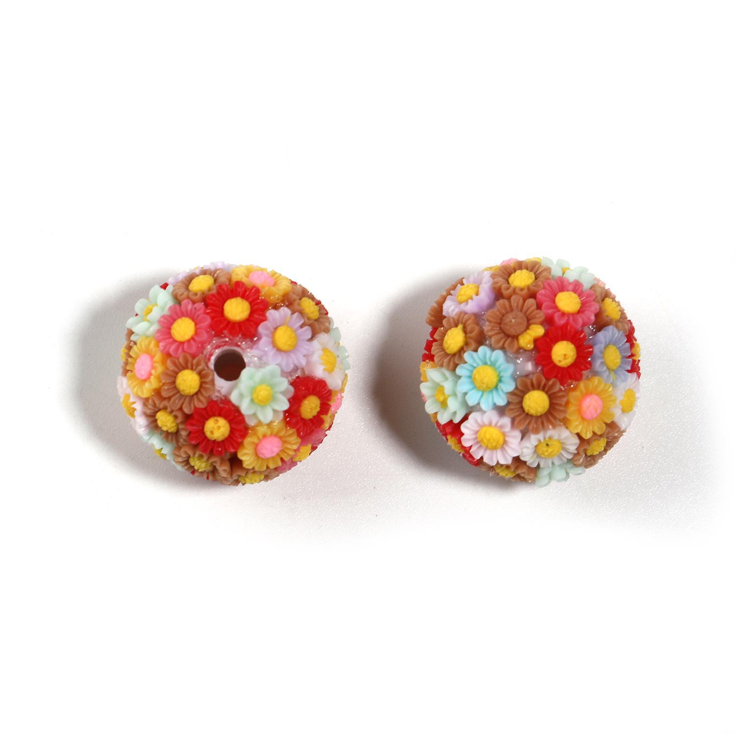 【B104】20Pcs Resin flower round ball earrings hair accessories diy accessories jewelry materials-JPM