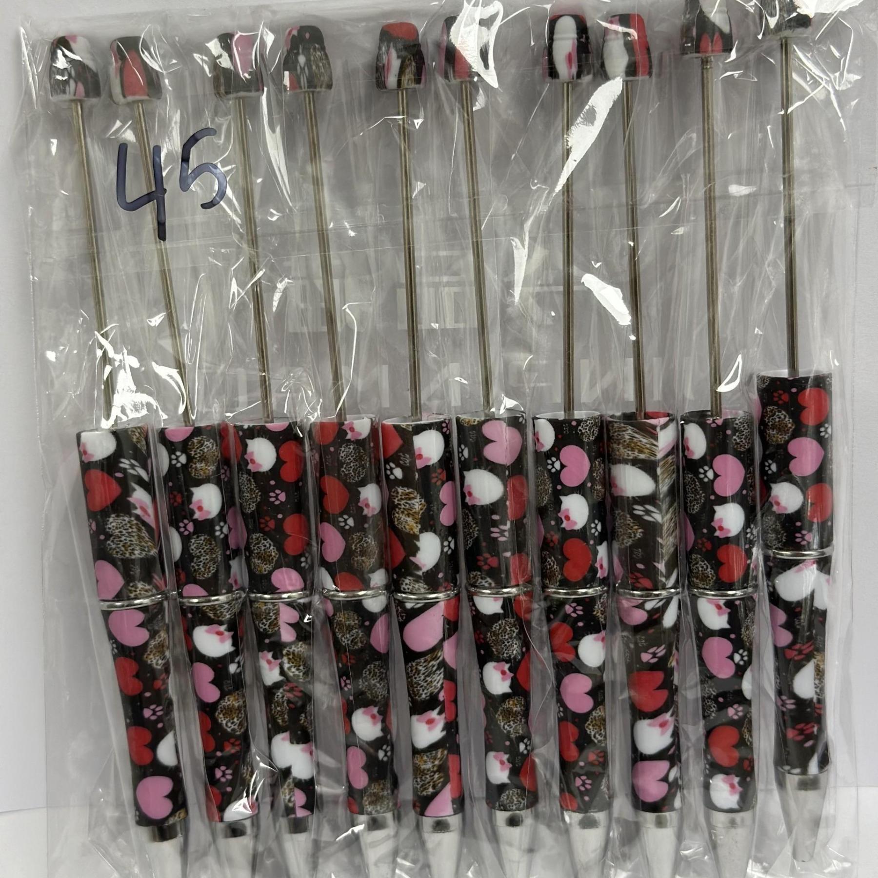 【P1】Beadable Pens Bulk Plastic Bead Ballpoint Pens for DIY 