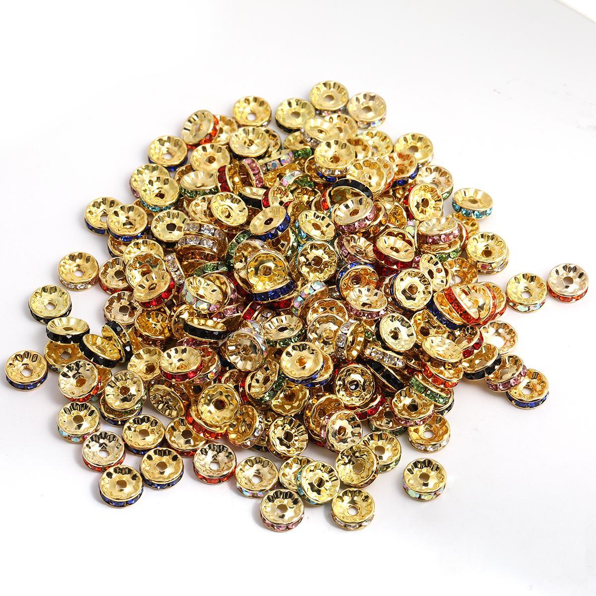 【B8】500pcs Rhinestone Spacer Beads for Jewelry Making, Rondelle Crystal -JPM