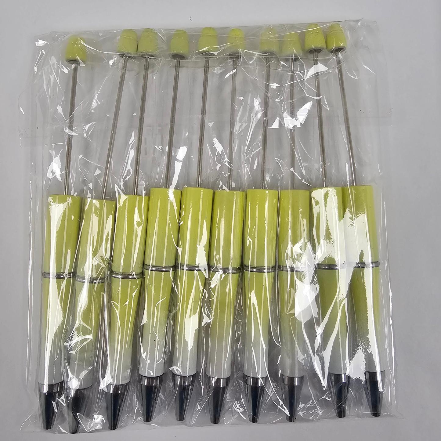 【P1】Beadable Pens Bulk Plastic Bead Ballpoint Pens for DIY 