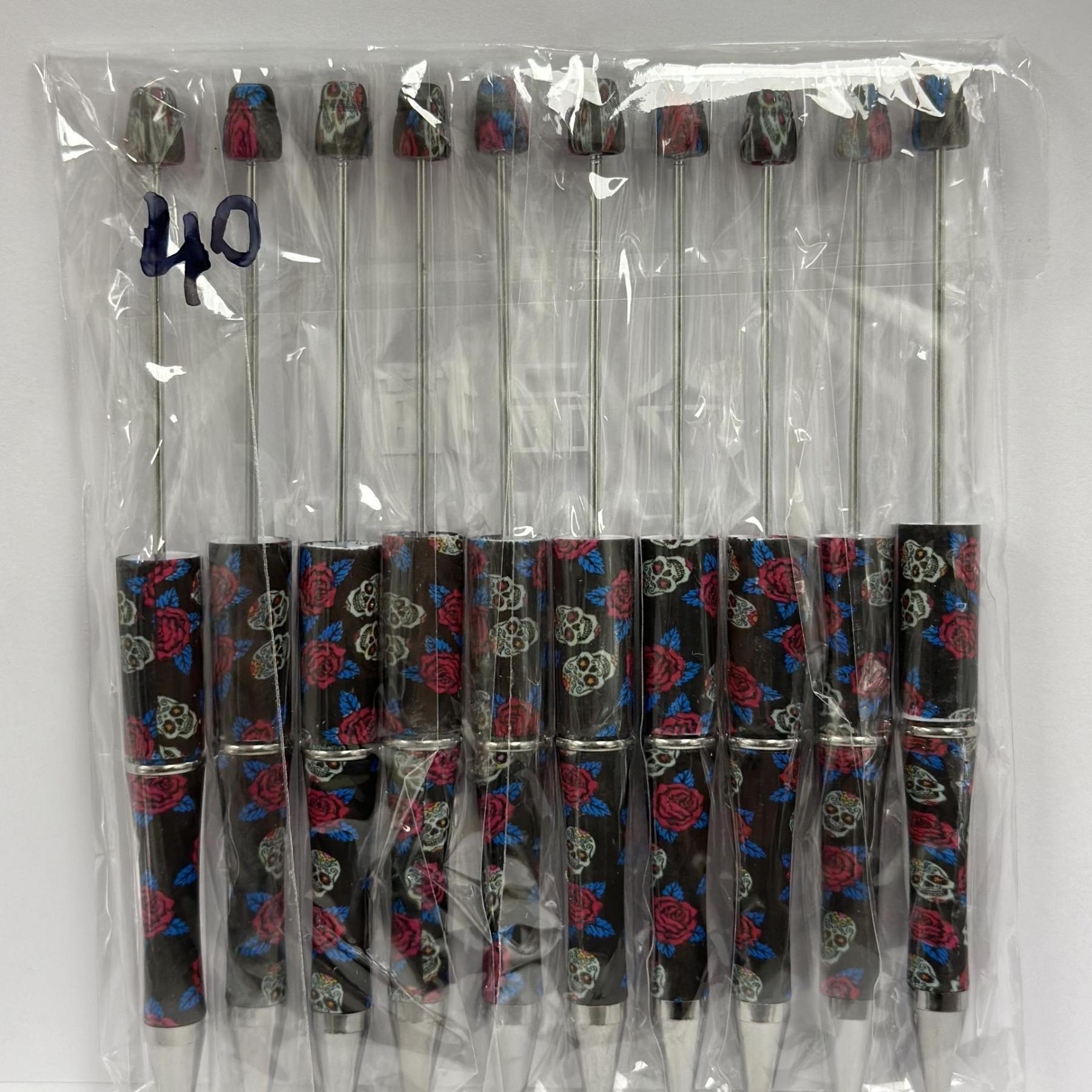 【P1】Beadable Pens Bulk Plastic Bead Ballpoint Pens for DIY 