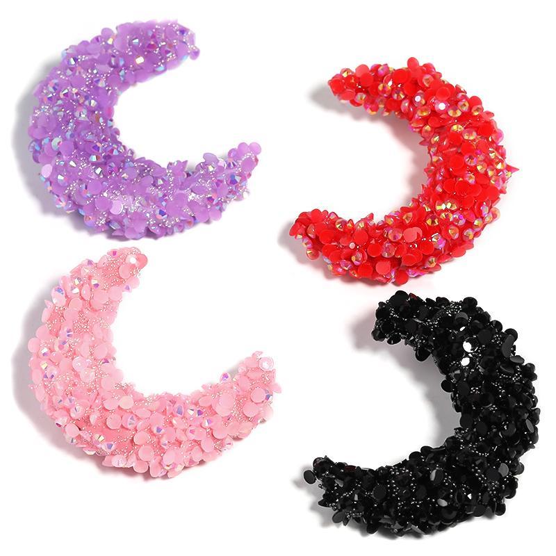 【B133】10pcs Colorful Big Moon Resin Rhinestone Beads