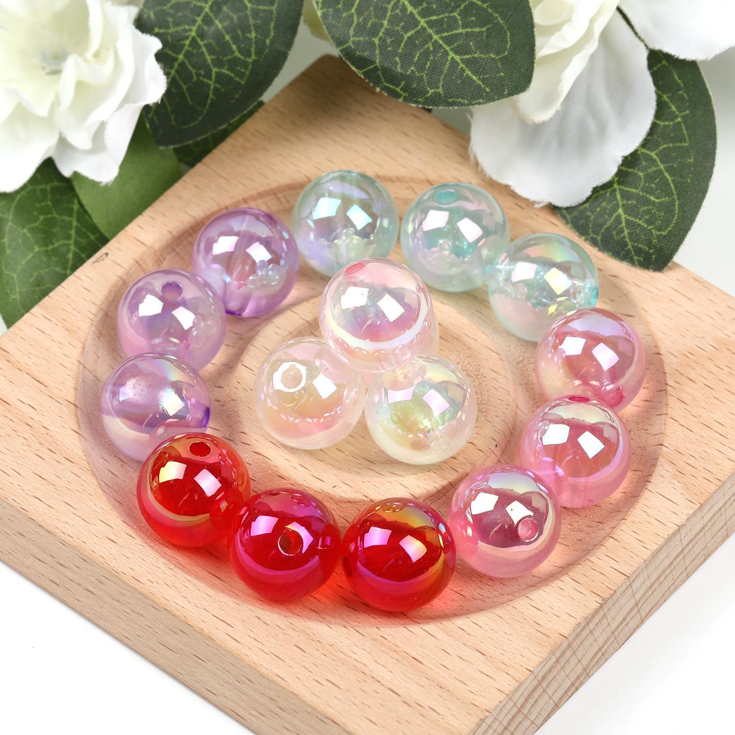 【B49】Qty 100pcs 16mm luminous round beads straight hole diy -JPM