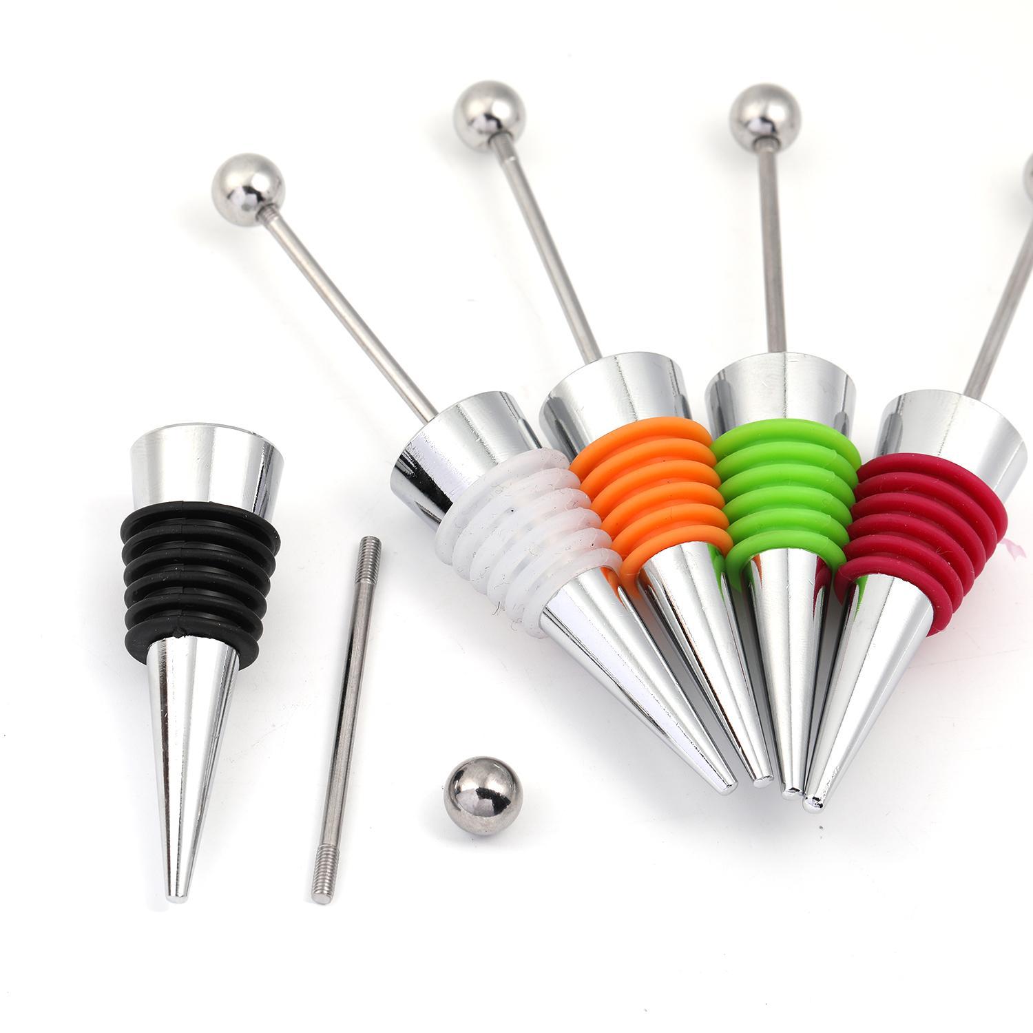 【P72】5pcs DIY beadable wine stopper with beadable wine bottle stopper silicone-JPM